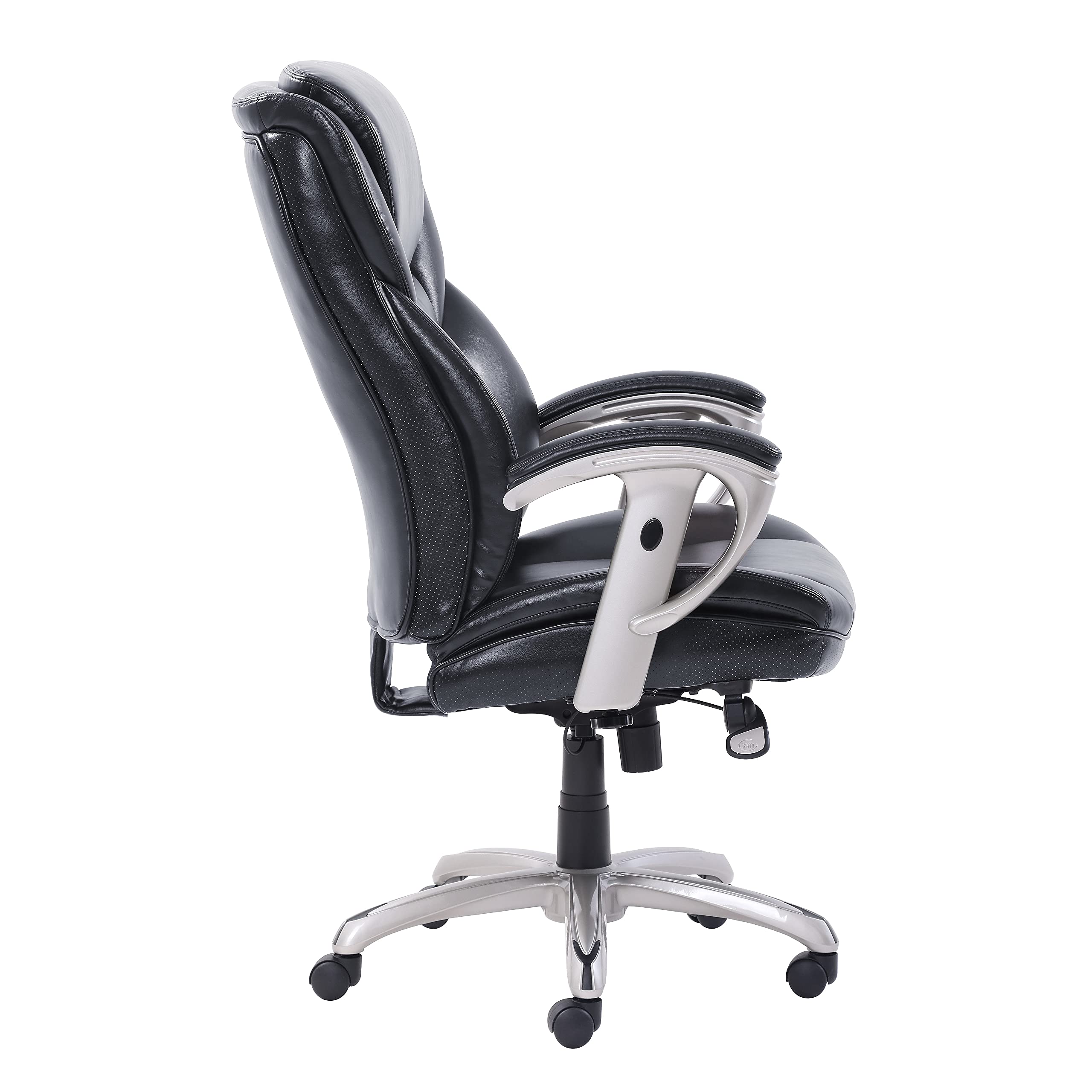 SertaPedic Emerson Executive Task Chair, Supports Up to 300 Lb, 19" to 22" Seat Height, Black Seat/Back, Silver Base