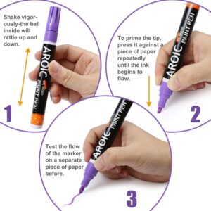 AROIC Paint Pens for Rock Painting - 48 Pack.Write On Anything! Paint pens for Rock, Wood, Metal, Plastic, Glass, Canvas, Ceramic & More! Low-Odor, Oil-Based, Medium-Tip Paint Markers