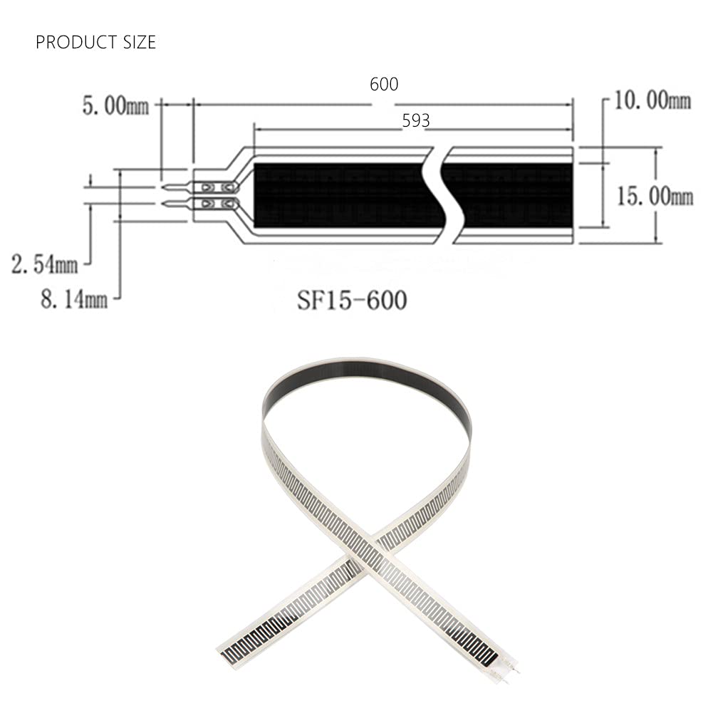 SF15-600 Thin Film Pressure Sensor Flex/Bend Sensor 0~10 kg Sensing Resistance Type Force Sensing Resistor FSR Weight Sensor Force Sensitive Resistor