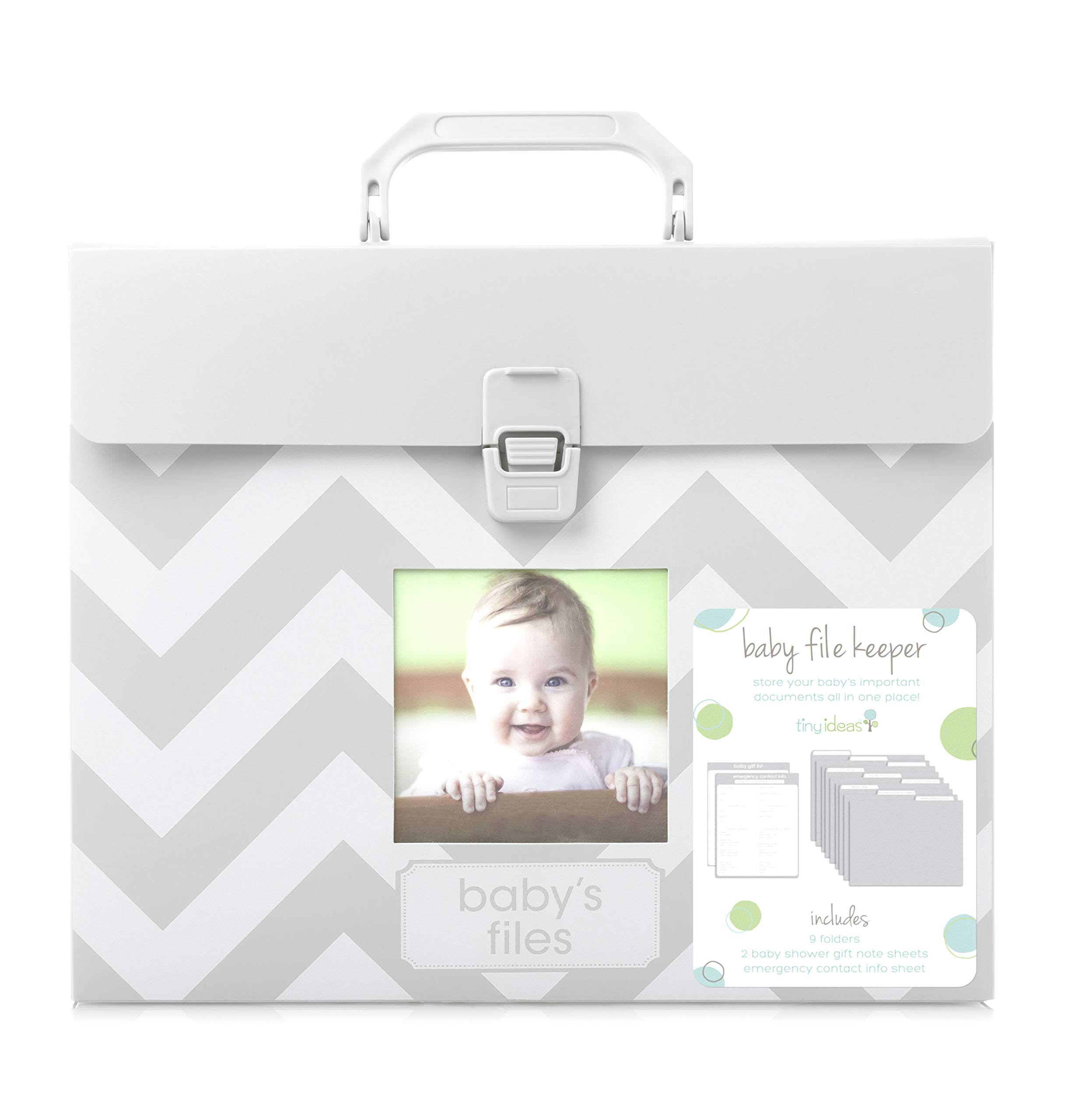 Tiny Ideas Baby File Keeper Organizer, Gray Chevron, Newborn Baby Document Organizer, Durable File Folder