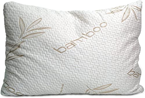 Sleepsia Standard Size Rayon Derived from Bamboo Pillow - Adjustable Shredded Memory Foam Neck Support Pillow, Breathable Pillow for Side, Back & Stomach Sleepers - Sleeping Pillow with Washable Cover