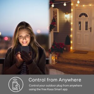 Kasa Smart Outdoor Smart Plug KP400, Smart Home Wi-Fi Outlet with 2 Sockets, Works with Alexa, Google Home &IFTTT, No Hub Required, Sunset & Sunrise Offset