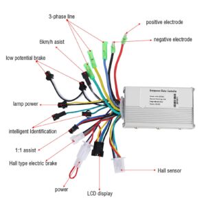 Motor Brushless Controller with Rainproof LCD Display Control Panel and shifting Switch Accessory for Electric Bike Electric Scooter(48V)