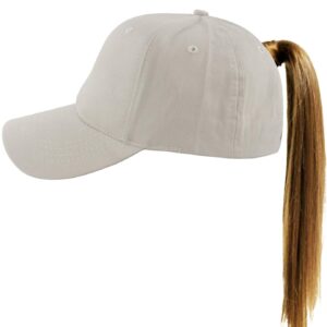 muryobao womens ponytail baseball cap messy high bun ponycap adjustable snapback summer sun hat plain trucker dad hat cotton beige