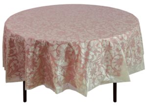 exquisite 12 pack premium round plastic tablecloth - lace design printed disposable plastic tablecloth 84 in. round tablecloth (white)