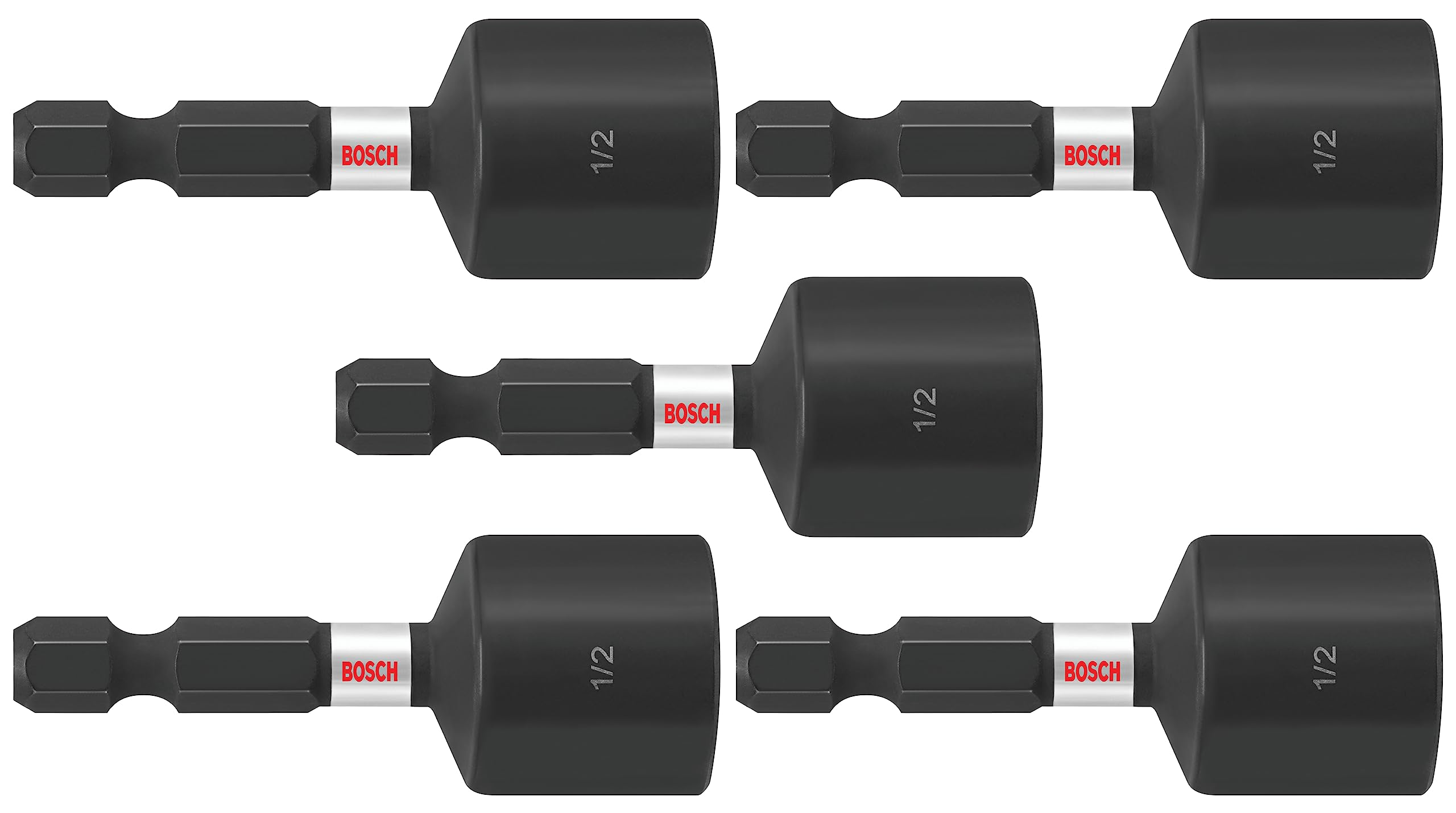 BOSCH ITNS12B 5-Pack 1-7/8 In. x 1/2 In. Impact Tough Nutsetters