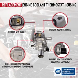 Coolant Thermostat and Housing Assembly with Sensors - Compatible with Chevy Cruze, Limited, Trax, Sonic 1.8L & 1.6L - Replaces 25192228, 55564890, 15-81816, 902-033, 55579951 - Full Aluminum