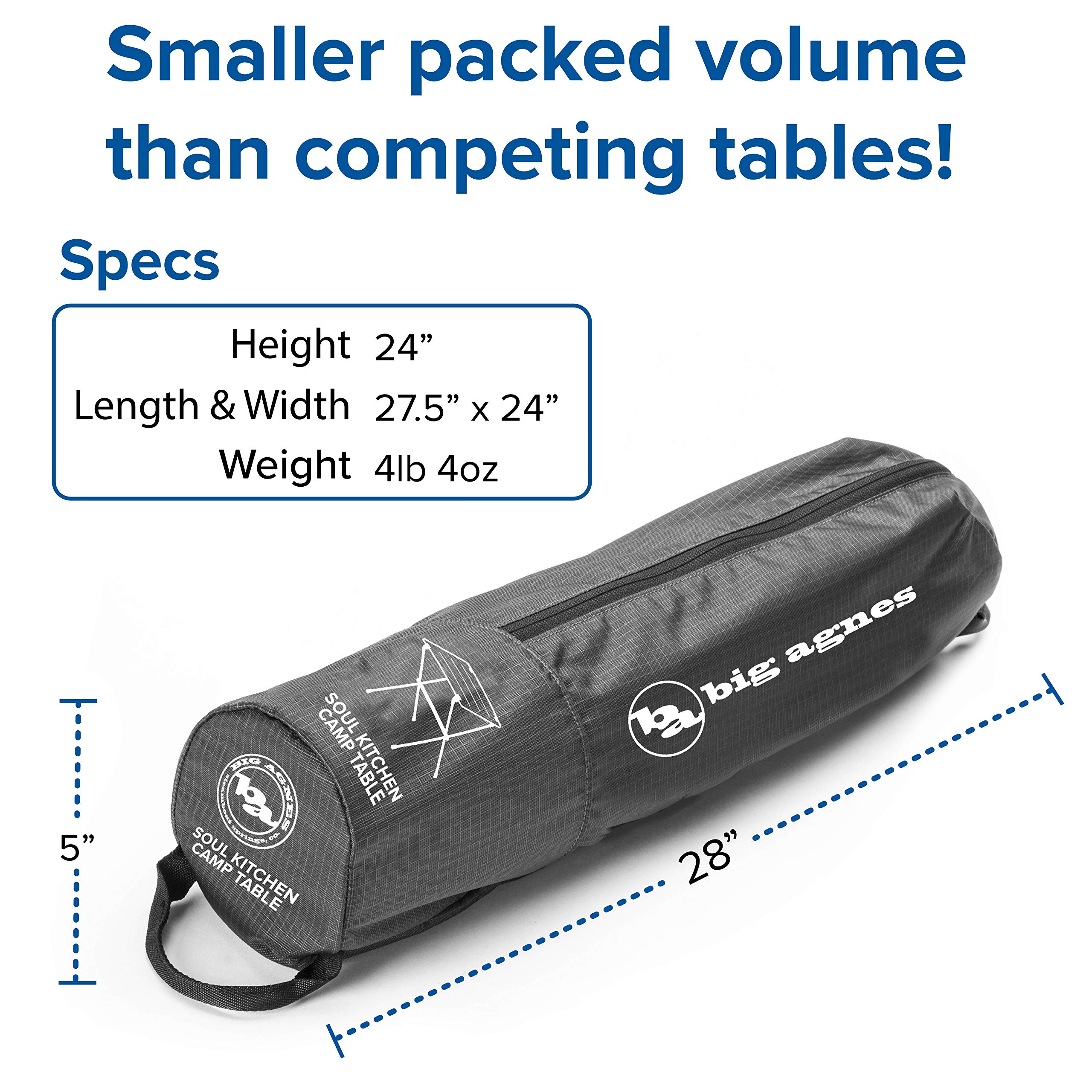 Big Agnes Woodchuck & Soul Kitchen Tables - Ultralight, Hard-Top Tables for Camping and Backpacking, Soul Kitchen Table (Asphalt)