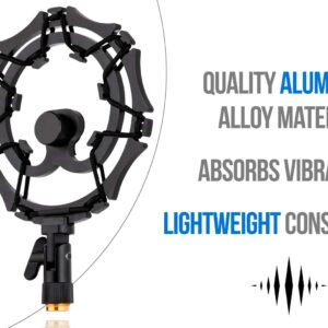 Vocalbeat Blue Yeti Microphone Shock Mount Mic Holder - Blue Yeti Shock Mount for Anti Vibrations from Quality Aluminum Material - Shockmount Accessories Compatible with Blue Yeti Boom Arm Mic Stand