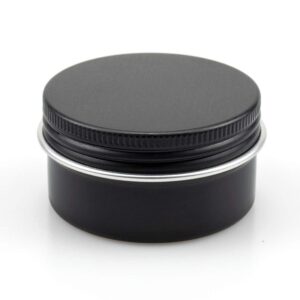 Foraineam 60 Pack 1 oz. Aluminum Round Lip Balm Tin Container Bottle with Screw Lid - Black Empty Tins for Salve, Powder, Spice, or Candies