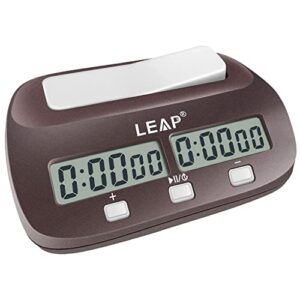 LEAP Chess Clock Digital Chess Timer Professional for Board Games Timer with Alarm Function (Official Store) Brownish Red