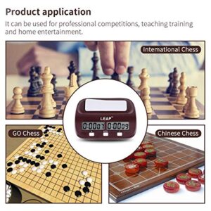 LEAP Chess Clock Digital Chess Timer Professional for Board Games Timer with Alarm Function (Official Store) Brownish Red