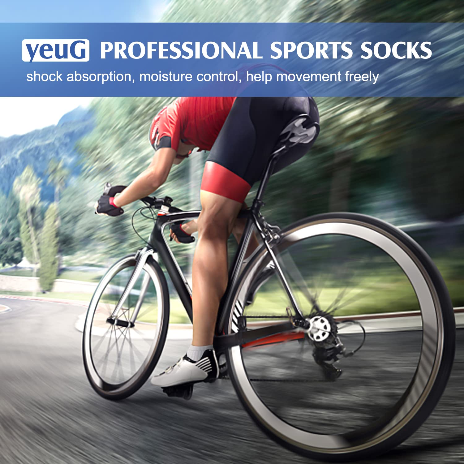 yeuG Copper Compression Socks for Men & Women Circulation- Arch Ankle Support for Athletic Running Medical Cycling（L/XL