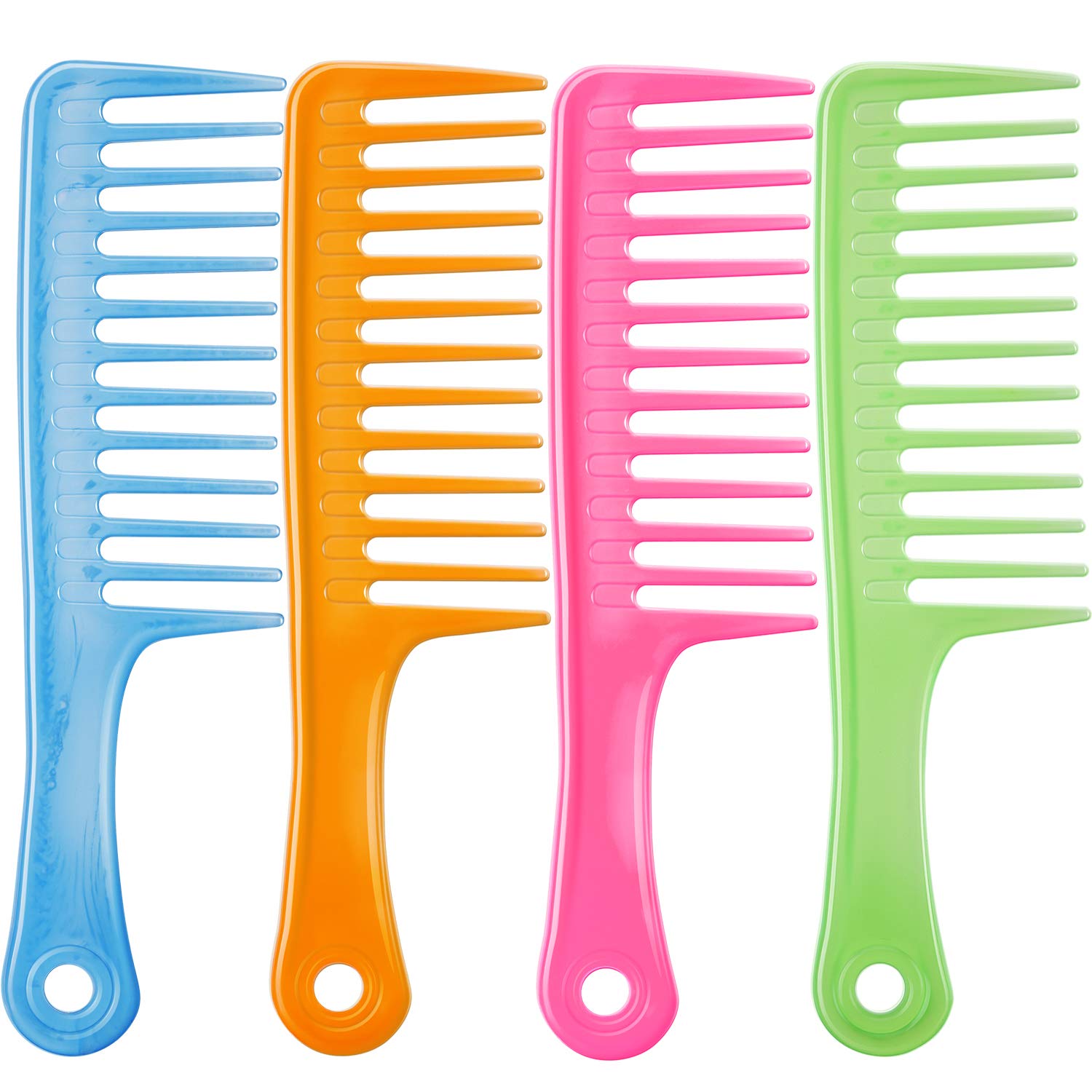 4 Pieces 9 1/2 Inches Anti Static Large Tooth Detangle Comb, Wide Tooth Hair Comb Salon Shampoo Comb for Long Hair and Curly Hair (Mutil Color 3)