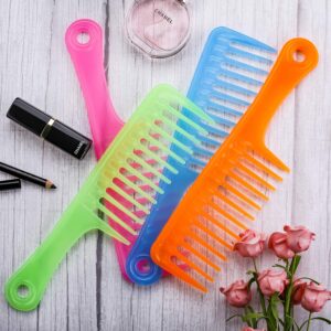 4 Pieces 9 1/2 Inches Anti Static Large Tooth Detangle Comb, Wide Tooth Hair Comb Salon Shampoo Comb for Long Hair and Curly Hair (Mutil Color 3)