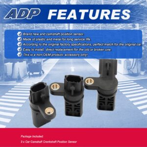 Camshaft Position Sensor Phase Set of 3 - Fits 3.5L, 4.0L V6 Nissan Altima, Murano, Maxima, 350Z, Quest, Pathfinder, Infiniti FX35, G35, QX45, M35 - Replaces 23731-AL61A, 237316J90B, 23731-AL61C