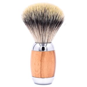 Taconic Shave's Synthetic Silvertip Luxury Shaving Brush – Deluxe Beechwood and Chrome Handle - Shaving Stand Included