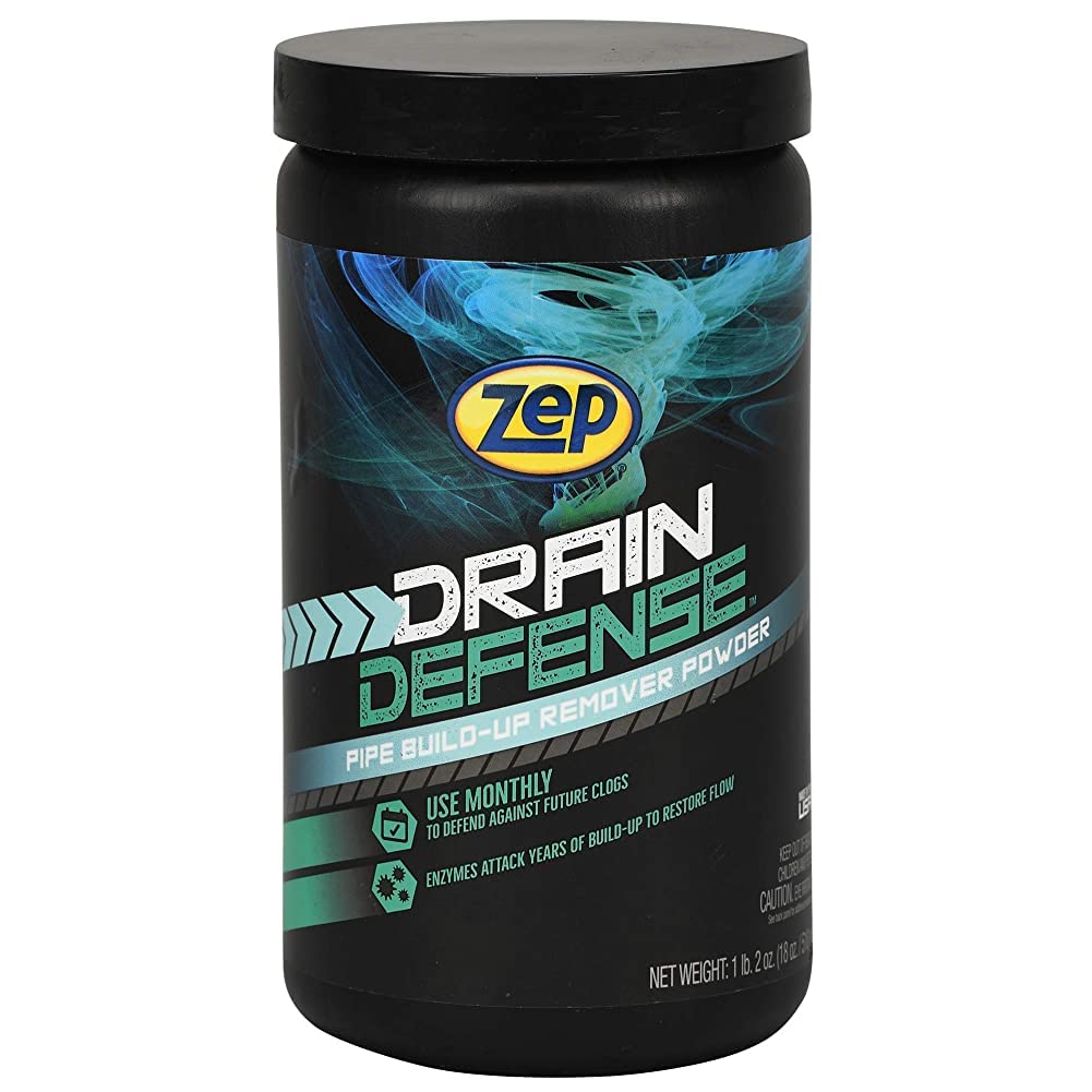 Zep Drain Defense Enzymatic Drain Cleaner Powder 18 Ounces (Case of 2) ZDC16 - Safe for Pipes and Septic Systems