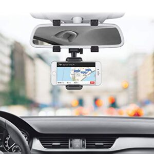 Merkury Innovations Rearview Mirror Car Mount Grip Clip for Universal Smartphones, Multimedia Devices, GPS Units, Fits 3.5'-5.5' Screens, 270° Swivel, Rubberized Clips, iPhone/iPod, Samsung Galaxy