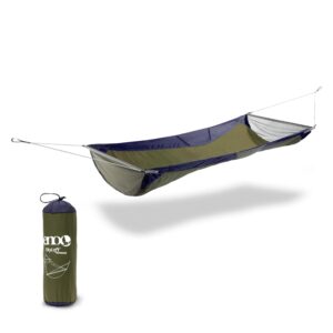 eno skyloft hammock - 1 person portable hammock - for camping, hiking, backpacking, travel, festival, or the beach - navy/olive