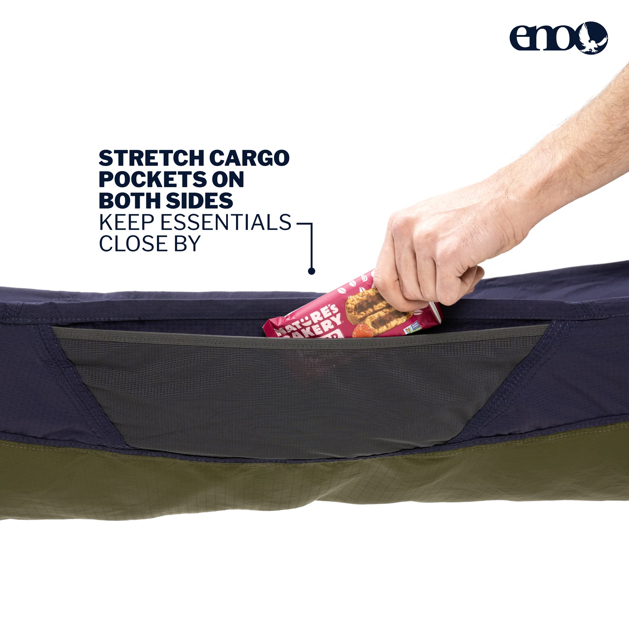 ENO Skyloft Hammock - 1 Person Portable Hammock - for Camping, Hiking, Backpacking, Travel, Festival, or The Beach - Navy/Olive