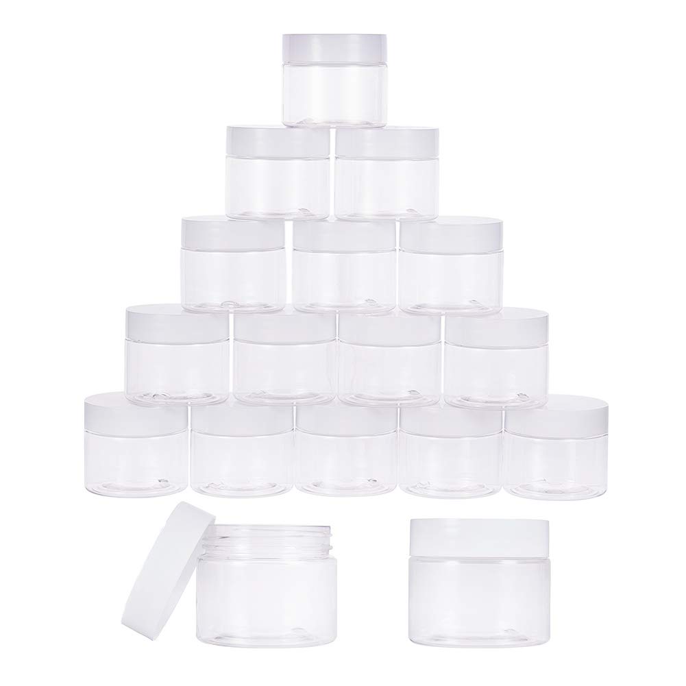 PH PandaHall 18pcs Round Pot Jars, 1.76 Oz(50ml) Clear Plastic Slime Storage Jars Cosmetic Container Jars Tiny Sample Jars Wide-mouth Containers with Lids for Liquid Creams Lip Balm Make Up Travel