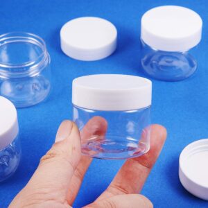 PH PandaHall 18pcs Round Pot Jars, 1.76 Oz(50ml) Clear Plastic Slime Storage Jars Cosmetic Container Jars Tiny Sample Jars Wide-mouth Containers with Lids for Liquid Creams Lip Balm Make Up Travel