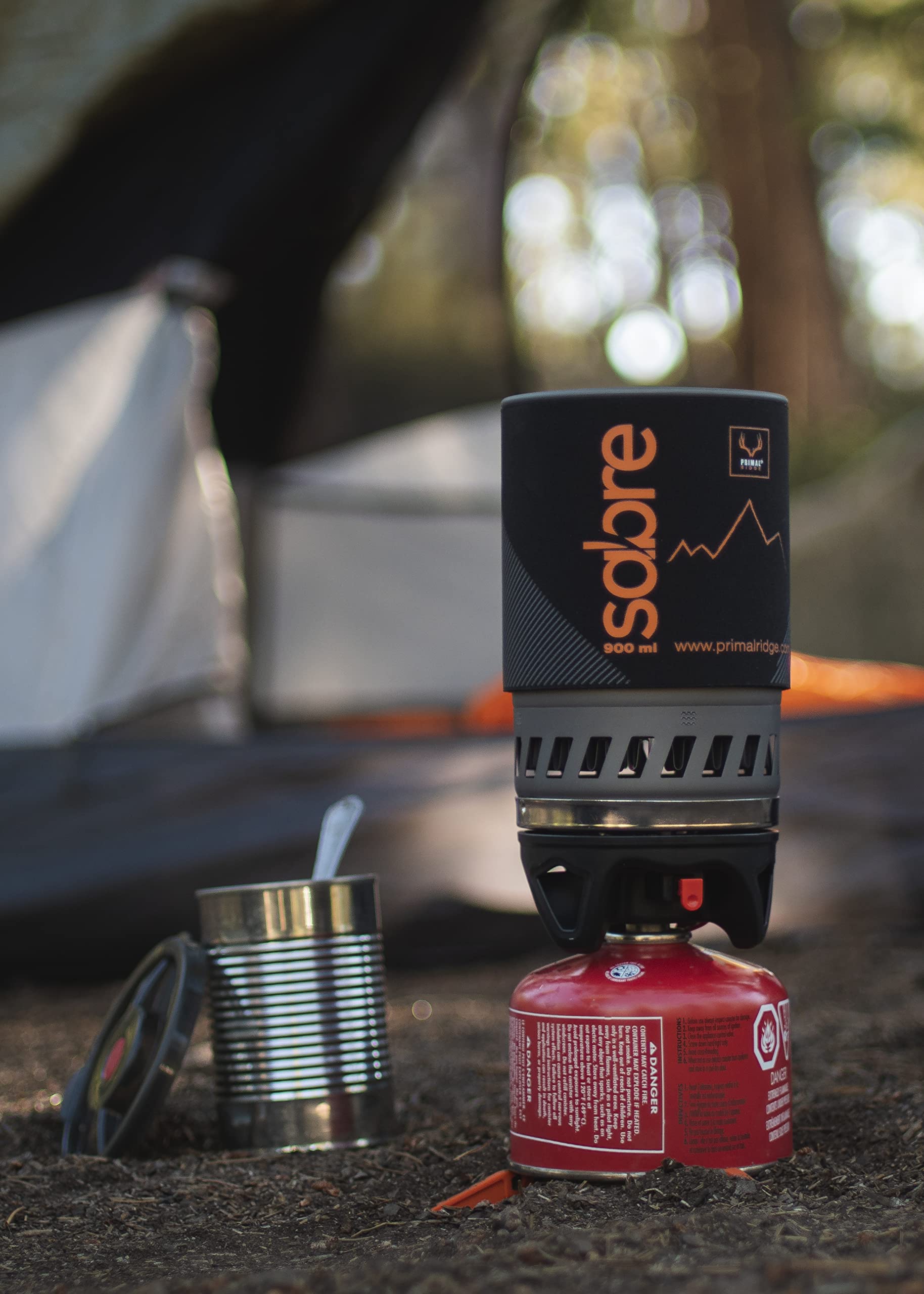 Primal Ridge Sabre Portable Solo 900ml Backpacking Stove. Butane/Propane Gas Jet Burner/Boiler. Camp Cooking and to Boil. A must-have Camping Cookware, camping pot set or camping accessories,