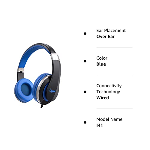 ELECDER Kids Headphones i41 Headphones for Kids Children Girls Boys s Foldable Adjustable On Ear Headphones with 3.5mm Jack for Cellphones Computer Kindle School Black&Blue,