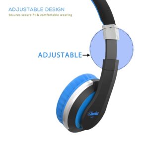 ELECDER Kids Headphones i41 Headphones for Kids Children Girls Boys s Foldable Adjustable On Ear Headphones with 3.5mm Jack for Cellphones Computer Kindle School Black&Blue,