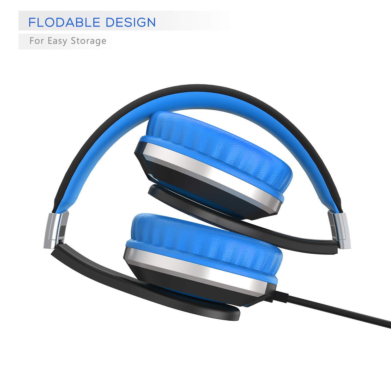 ELECDER Kids Headphones i41 Headphones for Kids Children Girls Boys s Foldable Adjustable On Ear Headphones with 3.5mm Jack for Cellphones Computer Kindle School Black&Blue,