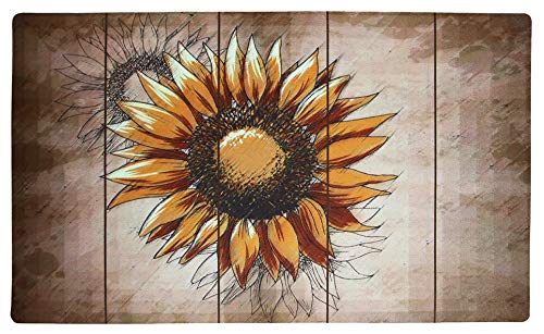 Welcome Doormat, Entrance Mat Floor Mat Rug for Indoor Outdoor Front Door with Non-Slip Rubber Backing, Printing Door Mat with Sunflower Pattern, 17''WX29''L (Sunflower-3)