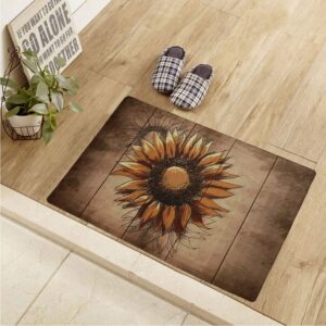 Welcome Doormat, Entrance Mat Floor Mat Rug for Indoor Outdoor Front Door with Non-Slip Rubber Backing, Printing Door Mat with Sunflower Pattern, 17''WX29''L (Sunflower-3)