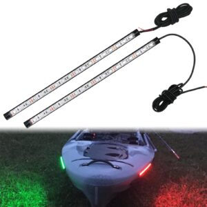 obcursco boat navigation lights, (1 pair) 12 inches led navigation lights for boats, boat lights bow and stern for marine, kayak, jon boat, bass boat, fishing boat and pontoon (red and green)
