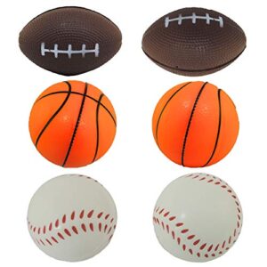 Stress Relief Squeezable Foam Sport Balls Package of Six (6)