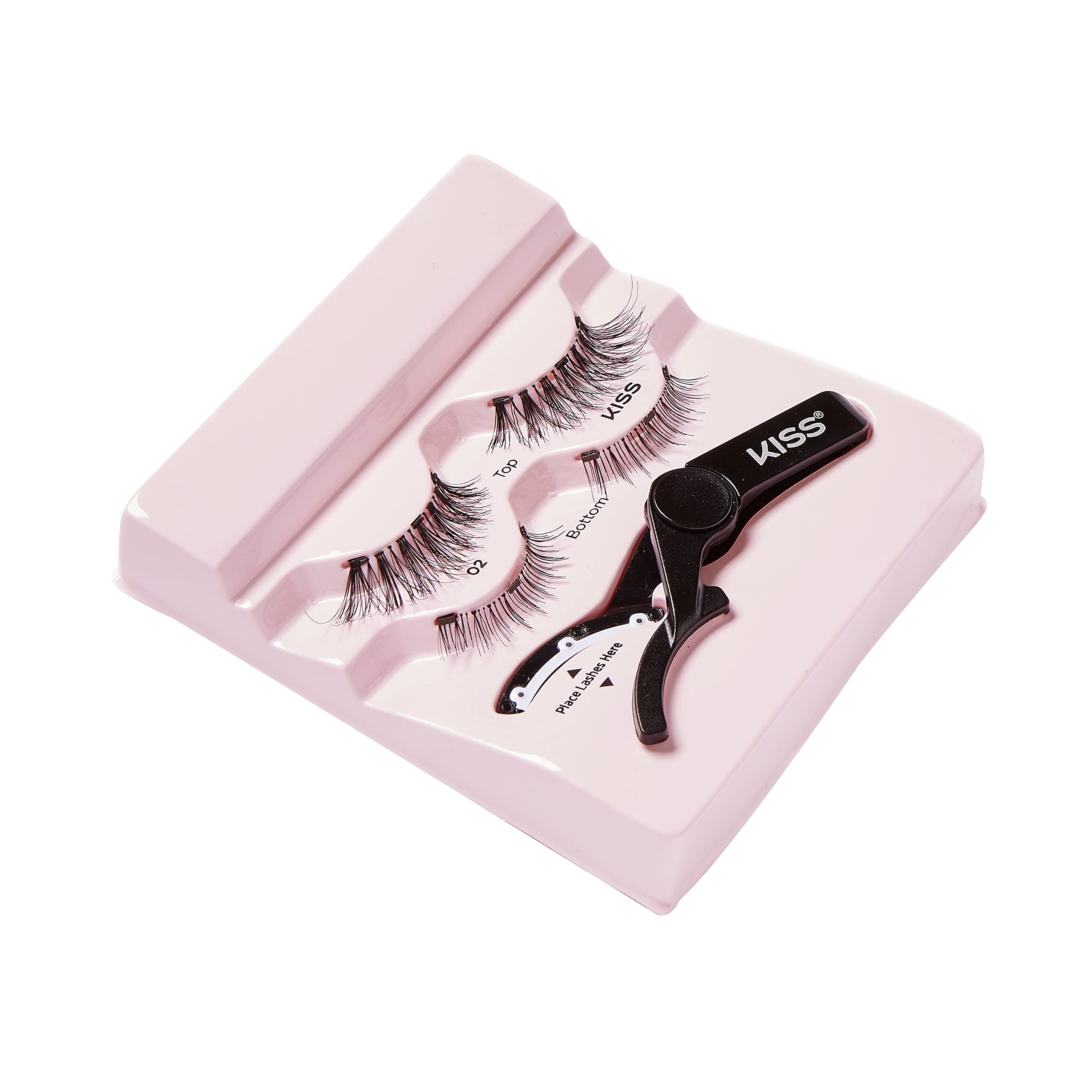 KISS Magnetic Lash 02, Synthetic False Eyelashes with Magnets Under and Over Your Upper Lashes, No Glue Needed, Lightweight, Reusable, Contact Lens Friendly, Cruelty Free, with Lash Applicator, 1 Pair