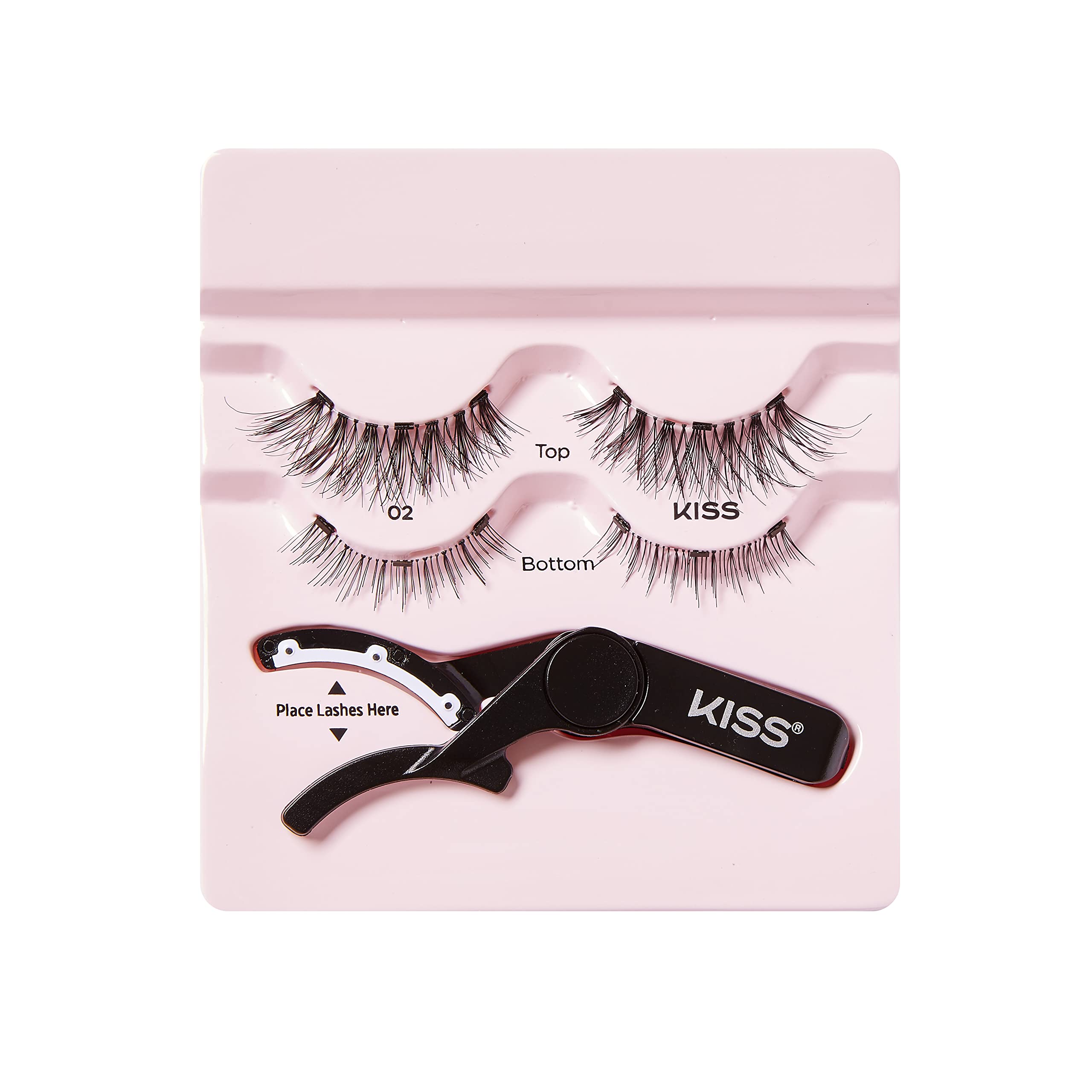 KISS Magnetic Lash 02, Synthetic False Eyelashes with Magnets Under and Over Your Upper Lashes, No Glue Needed, Lightweight, Reusable, Contact Lens Friendly, Cruelty Free, with Lash Applicator, 1 Pair