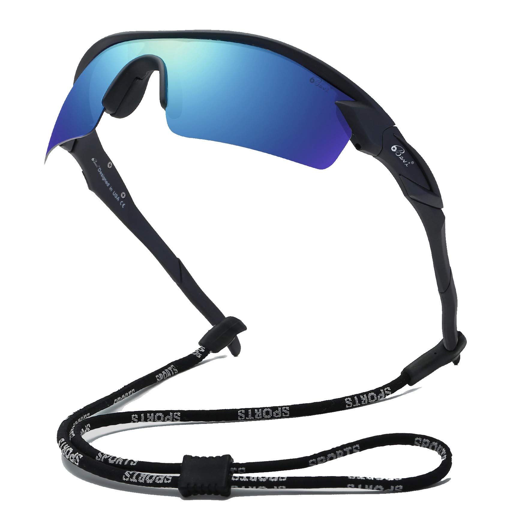 Bevi Polarized Sports Sunglasses TR90 Unbreakable Frame for Men Women Running Cycling Golf Baseball TPH2C2