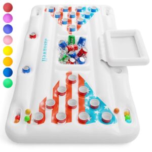 Jasonwell Pool Pong Games Float - Inflatable Pool Pong Table Set Pool Toys Party Games Accessories for Adults & Family 6 Feet Pool Lounge Raft with Cooler and 8 Pong Balls