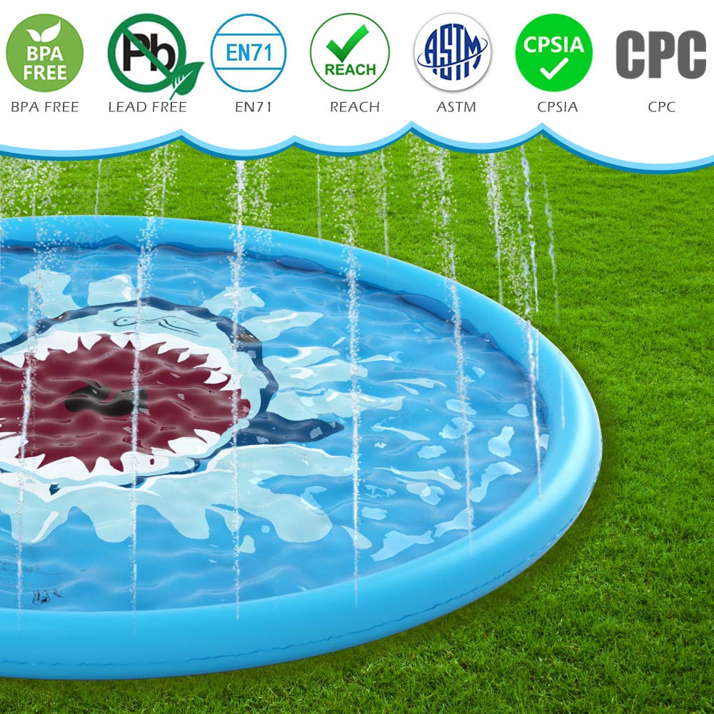 Jasonwell Splash Pad Sprinkler/ Play Mat for Kids, Outdoor Water Toys Inflatable for Baby Toddler Boys Girls Children Age 18+ Months ,Outside Backyard Dog Pool