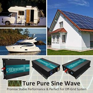 WZRELB 3000watt Pure Sine Wave Inverter 12V DC to 120V AC 60HZ with LED Display Wireless Remote Controller Car Inverter Generator (RBP300012VCRT)