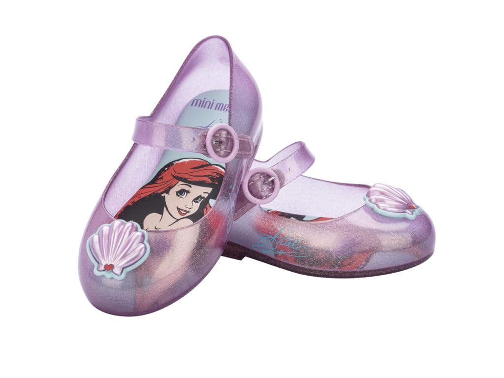 mini melissa Sweet Love + Disney Princess Mary Jane Flats for Babies, Little Mermaid, 9