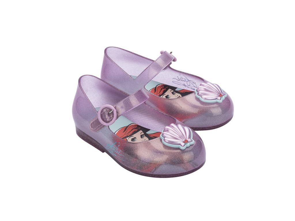 mini melissa Sweet Love + Disney Princess Mary Jane Flats for Babies, Little Mermaid, 9