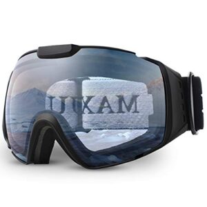 JULI Ski Goggles for Men Women Youth,OTG and Anti-Fog Design,Snowboard Skate Snowmoblie Double Layer Lens Snow Goggles M4 (Black Frame/82% VLT Clear Len)