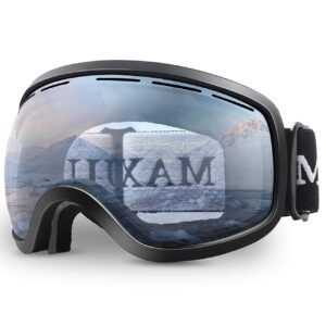 juli ski goggles, skiing skating snowboarding goggles with anti-fog uv protection m3(black frame/82% vlt clear len)