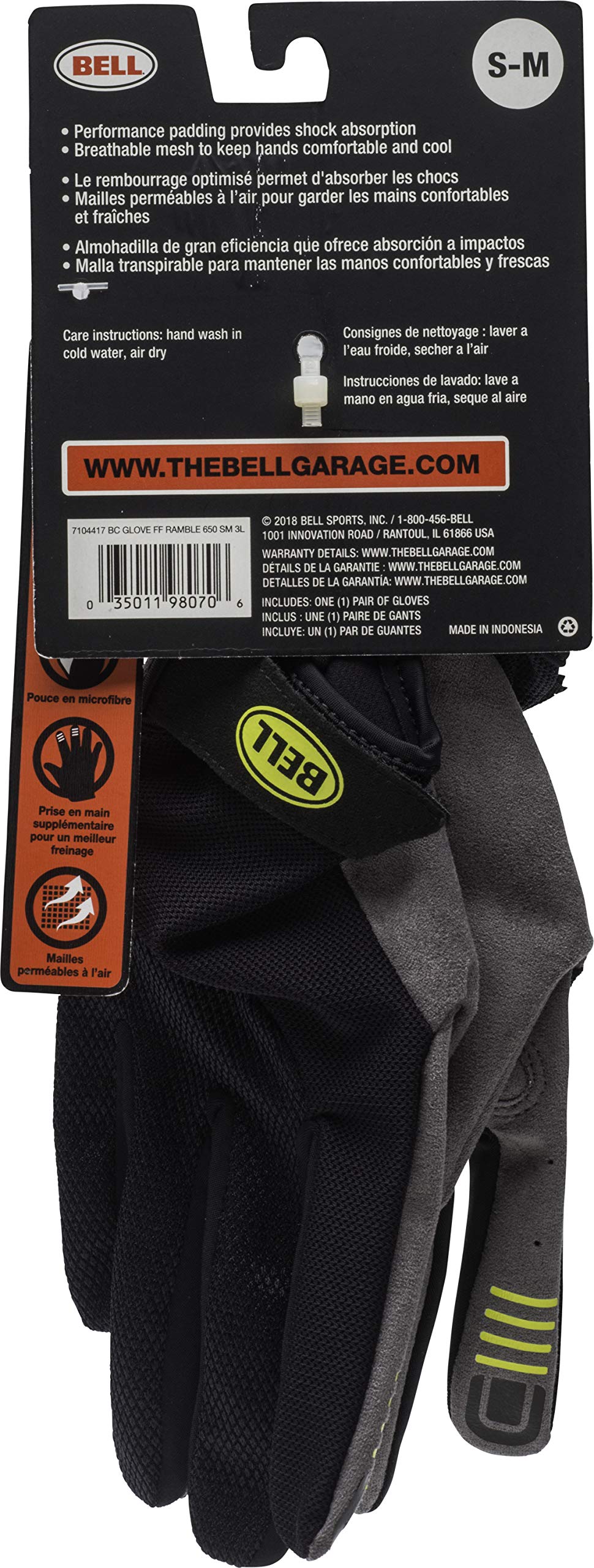 Bell Ramble 650 Full Finger Preformance Cycling Gloves, S/M