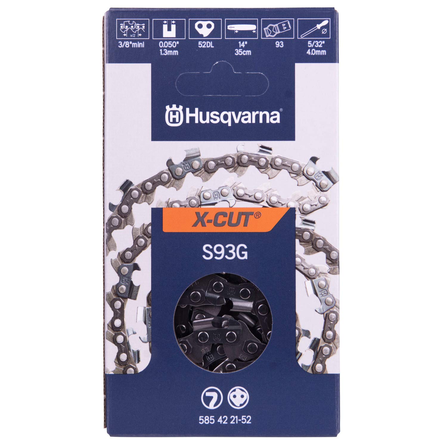 Husqvarna 585422152 S93G Chainsaw Chain, Orange/Gray