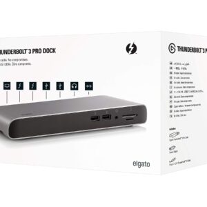 Elgato Thunderbolt 3 Pro Dock – With 50 Cm Thunderbolt Cable, 40Gb/S, Dual 4K Support, 2x Thunderbolt 3 (USB C), 4x USB 3.0, SD/Micro SD Card Reader, Audio I/O, Gigabit Ethernet, Aluminum Chassis.