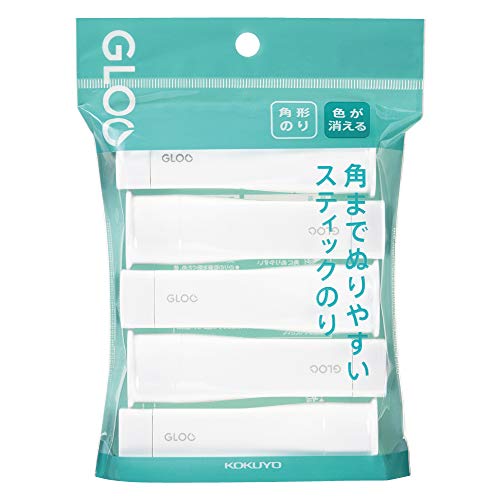 Kokuyo Gloo Square Glue Stick, Color Disappearable, Small Size, Pack of 5, Japan Import (TA-G311-5P)