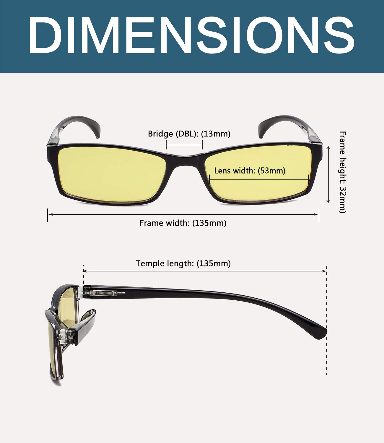 Small Rectangle Blue Light Blocking Computer Reading Glasses with Yellow Tinted Lens （Black/Brown, 1.25）